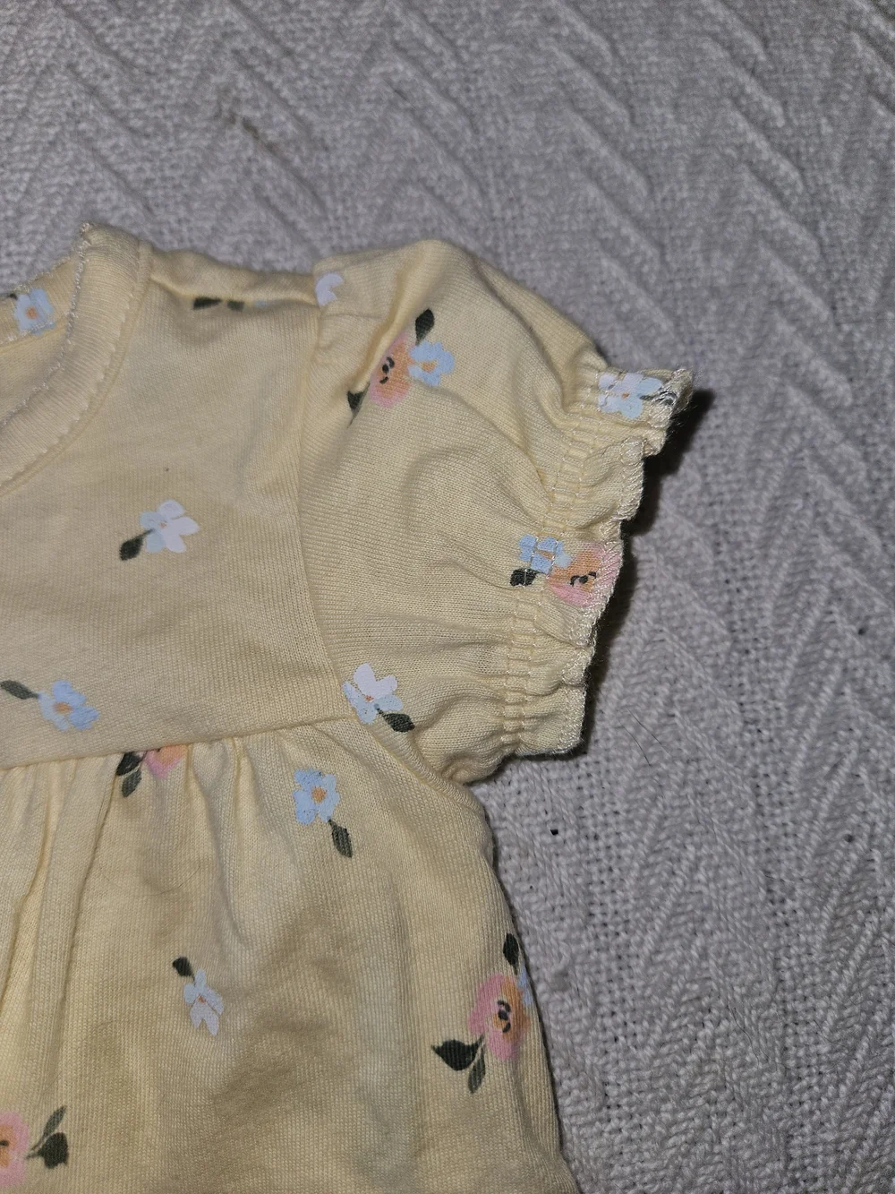 Carter's Yellow Floral Infant Romper with Pink Bow Accents